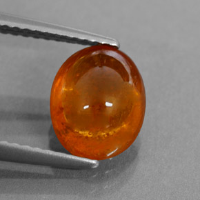 3.41 ct Orange Spessartite Garnet Stone, Natural Spessartite Garnet in Oval Cabochon Shape for Sale