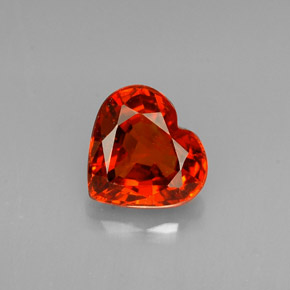 0.99 ct Orange Spessartite Garnet Gemstone, Spessartite Garnet Gem in Heart Facet Shape for Sale.