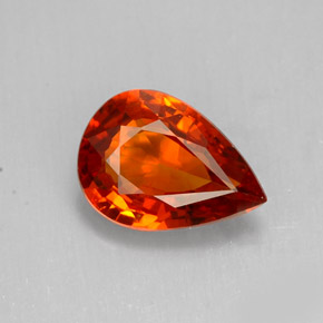 1.49 ct Orange Spessartite Garnet Gemstone, Spessartite Garnet Gem in Pear Facet Shape for Sale.