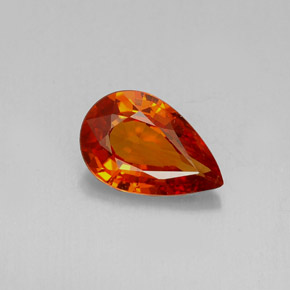 1.27 ct Orange Spessartite Garnet Gemstone, Spessartite Garnet Gem in Pear Facet Shape for Sale.