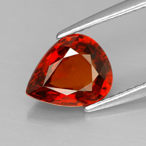 1.80 ct Orange Spessartite Garnet Gemstone, Spessartite Garnet Gem in Pear Facet Shape for Sale.