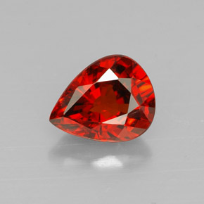 1.42 ct Orange Spessartite Garnet Gemstone, Spessartite Garnet Gem in Pear Facet Shape for Sale.