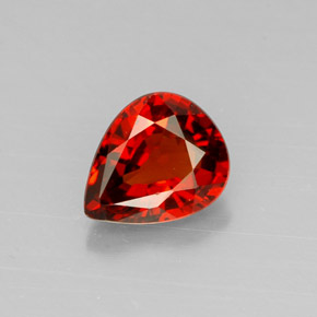 1.23 ct Orange Spessartite Garnet Gemstone, Spessartite Garnet Gem in Pear Facet Shape for Sale.