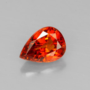 1.33 ct Orange Spessartite Garnet Gemstone, Spessartite Garnet Gem in Pear Facet Shape for Sale.