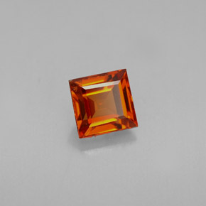 0.87 ct Orange Spessartite Garnet Stone, Natural Spessartite Garnet in Square Facet Shape for Sale