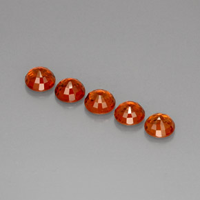 Spessartite Garnet Gemstone in 5 mm (calibrated) Size for Sale, Spessartite Garnet Stone in Red Orange Color