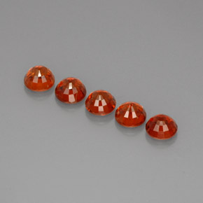 Spessartite Garnet Gemstone in 5 mm (calibrated) Size for Sale, Spessartite Garnet Stone in Red Orange Color