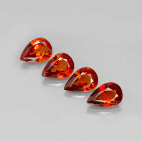 3.52 ct Orange Spessartite Garnet Gemstone, Spessartite Garnet Gem in Pear Facet Shape for Sale.