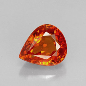 1.36 ct Orange Spessartite Garnet Gemstone, Spessartite Garnet Gem in Pear Facet Shape for Sale.