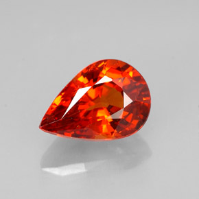 1.23 ct Orange Spessartite Garnet Gemstone, Spessartite Garnet Gem in Pear Facet Shape for Sale.