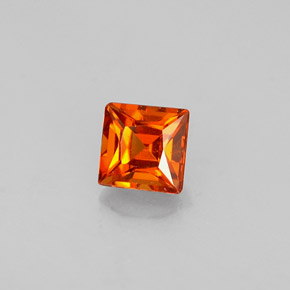 0.36 ct Orange Spessartite Garnet Gemstone, Spessartite Garnet Gem in Princess-Cut Shape for Sale.