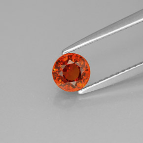 0.79 ct Orange Spessartite Garnet Gemstone, Spessartite Garnet Gem in Round Facet Shape for Sale.