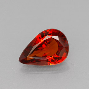 1.03 ct Red Spessartite Garnet Gemstone, Spessartite Garnet Gem in Pear Facet Shape for Sale.