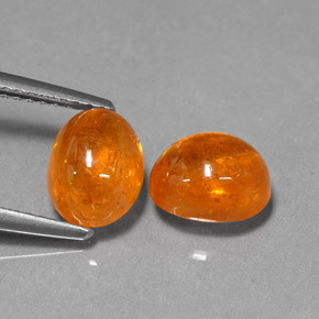 5.69 ct Orange Spessartite Garnet Stone, Natural Spessartite Garnet in Oval Cabochon Shape for Sale