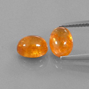4.89 ct Orange Spessartite Garnet Gemstone, Spessartite Garnet Gem in Oval Cabochon Shape for Sale.