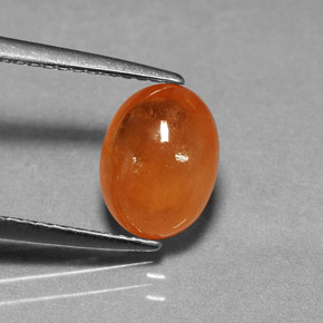 3.15 ct Orange Spessartite Garnet Gemstone, Spessartite Garnet Gem in Oval Cabochon Shape for Sale.