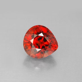 3.32 ct Orange Spessartite Garnet Gemstone, Spessartite Garnet Gem in Pear Facet Shape for Sale.