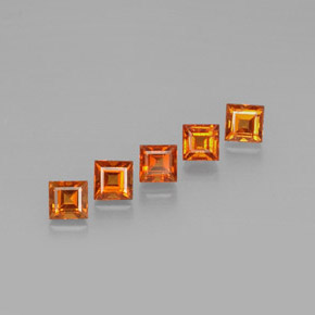 2.46 ct Orange Spessartite Garnet Stone, Natural Spessartite Garnet in Square Facet Shape for Sale