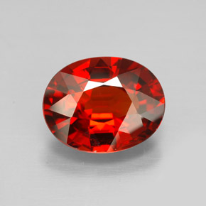 3.77 ct Red Spessartite Garnet Gemstone, Spessartite Garnet Gem in Oval Facet Shape for Sale.