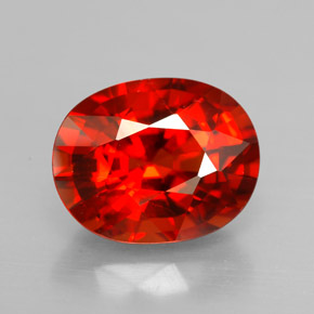 4.14 ct Red Spessartite Garnet Gemstone, Spessartite Garnet Gem in Oval Facet Shape for Sale.