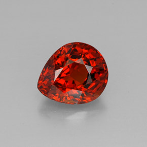 2.90 ct Orange Spessartite Garnet Gemstone, Spessartite Garnet Gem in Pear Facet Shape for Sale.