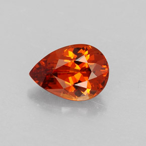 1.25 ct Orange Spessartite Garnet Gemstone, Spessartite Garnet Gem in Pear Facet Shape for Sale.