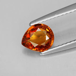 0.90 ct Orange Spessartite Garnet Gemstone, Spessartite Garnet Gem in Pear Facet Shape for Sale.