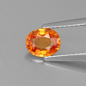 0.91 ct Orange Spessartite Garnet Gemstone, Spessartite Garnet Gem in Oval Facet Shape for Sale.