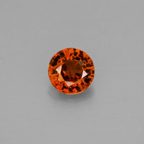 0.51 ct Orange Spessartite Garnet Gemstone, Spessartite Garnet Gem in Round Facet Shape for Sale.