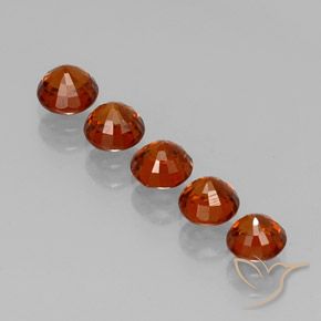 Spessartite Garnet Gemstones in 4.5 mm (calibrated) Size for Sale, Spessartite Garnet Stones in Deep Orange Color