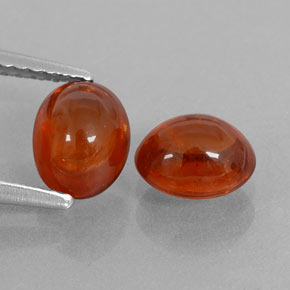 3.09 ctw Red Spessartite Garnet Gemstones, Spessartite Garnet Gems in Oval Cabochon Shape for Sale.