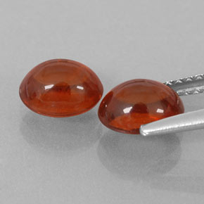 Spessartite Garnet Gemstones in 6.9 x 5.7 mm Size for Sale, Spessartite Garnet Stones in Deep Amber Red Color