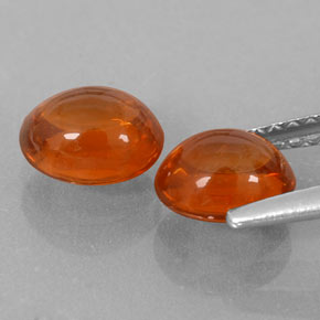 Spessartite Garnet Gemstones in 6.8 x 5.7 mm Size for Sale, Spessartite Garnet Stones in Medium Orange Color