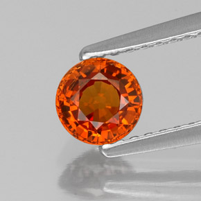 0.76 ct Orange Spessartite Garnet Gemstone, Spessartite Garnet Gem in Round Facet Shape for Sale.