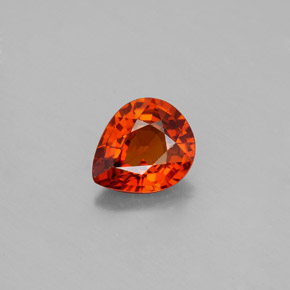 1.57 ct Orange Spessartite Garnet Gemstone, Spessartite Garnet Gem in Pear Facet Shape for Sale.