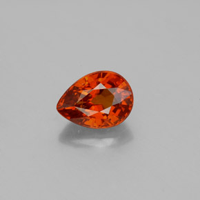 1.70 ct Orange Spessartite Garnet Gemstone, Spessartite Garnet Gem in Pear Facet Shape for Sale.
