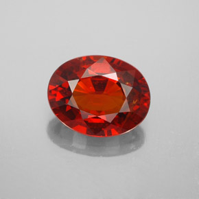 3.36 ct Red Spessartite Garnet Gemstone, Spessartite Garnet Gem in Oval Facet Shape for Sale.