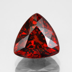 5.57 ct Red Spessartite Garnet Gemstone, Spessartite Garnet Gem in Trillion Facet Shape for Sale.