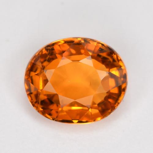 Medium-Dark Orange 锰铝榴石 Gem - 1.2ct 椭圆形切面 (ID: 357621)