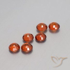 Spessartite Garnet Gemstones in 4 mm (calibrated) Size for Sale, Spessartite Garnet Stones in Amber Orange Color