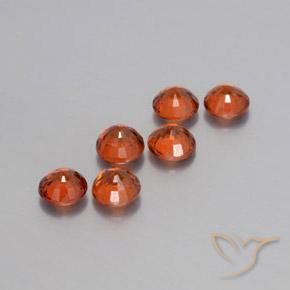 Spessartite Garnet Gemstones in 4 mm (calibrated) Size for Sale, Spessartite Garnet Stones in Amber Orange Color