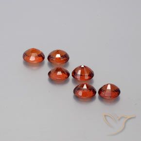 Spessartite Garnet Gemstones in 4.7 x 3.9 mm Size for Sale, Spessartite Garnet Stones in Medium Red Color