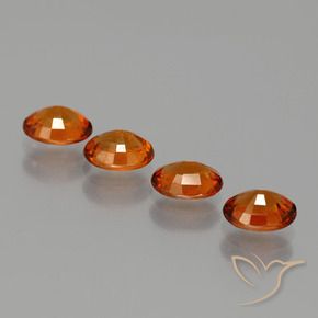 Spessartite Garnet Gemstones in 5.5 x 4.3 mm Size for Sale, Spessartite Garnet Stones in Amber Orange Color