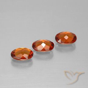 Spessartite Garnet Gemstones in 6.2 x 4.2 mm Size for Sale, Spessartite Garnet Stones in Deep Orange Color