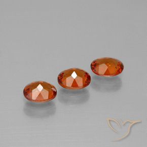 Spessartite Garnet Gemstones in 5.2 x 4.3 mm Size for Sale, Spessartite Garnet Stones in Medium Orange Color