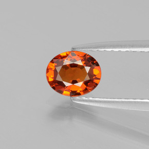 0.77 ct Orange Spessartite Garnet Gemstone, Spessartite Garnet Gem in Oval Facet Shape for Sale.