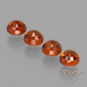 Spessartite Garnet Gemstones in 4.5 mm (calibrated) Size for Sale, Spessartite Garnet Stones in Deep Amber Red Color