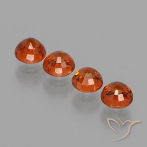 Spessartite Garnet Gemstones in 4.2 mm Size for Sale, Spessartite Garnet Stones in Medium Red Color