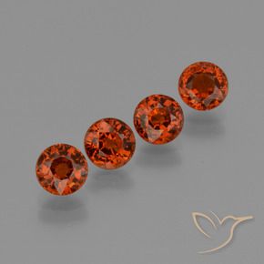 3.31 ctw Red Spessartite Garnet Stones, Natural Spessartite Garnet in Round Facet Shape for Sale