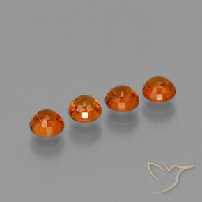Spessartite Garnet Gemstones in 4.5 mm (calibrated) Size for Sale, Spessartite Garnet Stones in Amber Orange Color